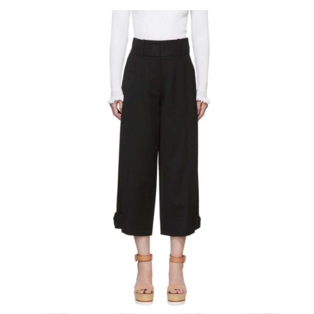 See By Chloe Women's Black Cropped Wide Leg Culotte 40 EU NWT